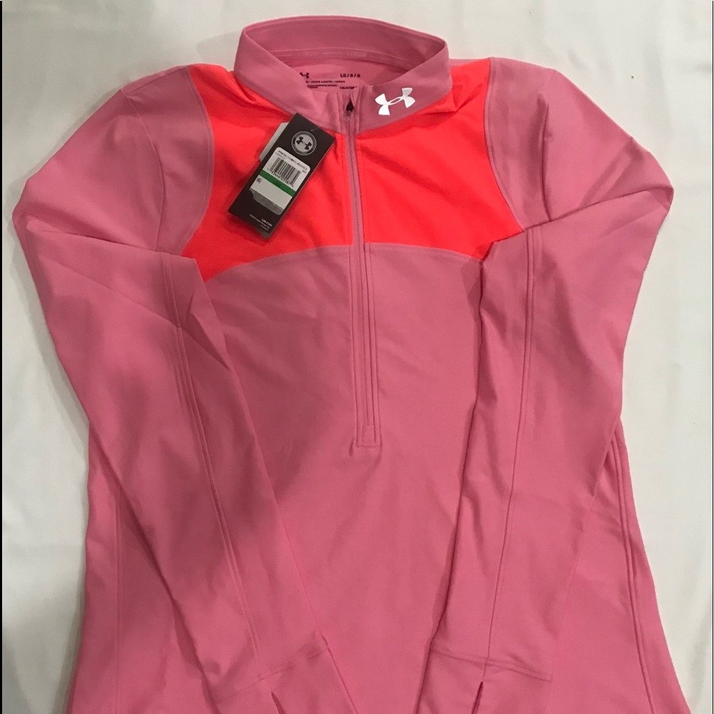Under armor women pink heat gear 1/4 pollover